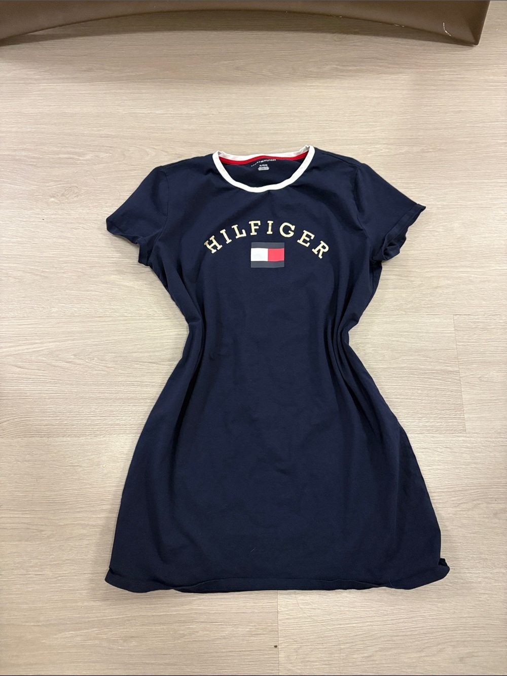 Tommy Hilfiger Navy Logo Tee Dress with Flag Detail - Picture 2 of 4
